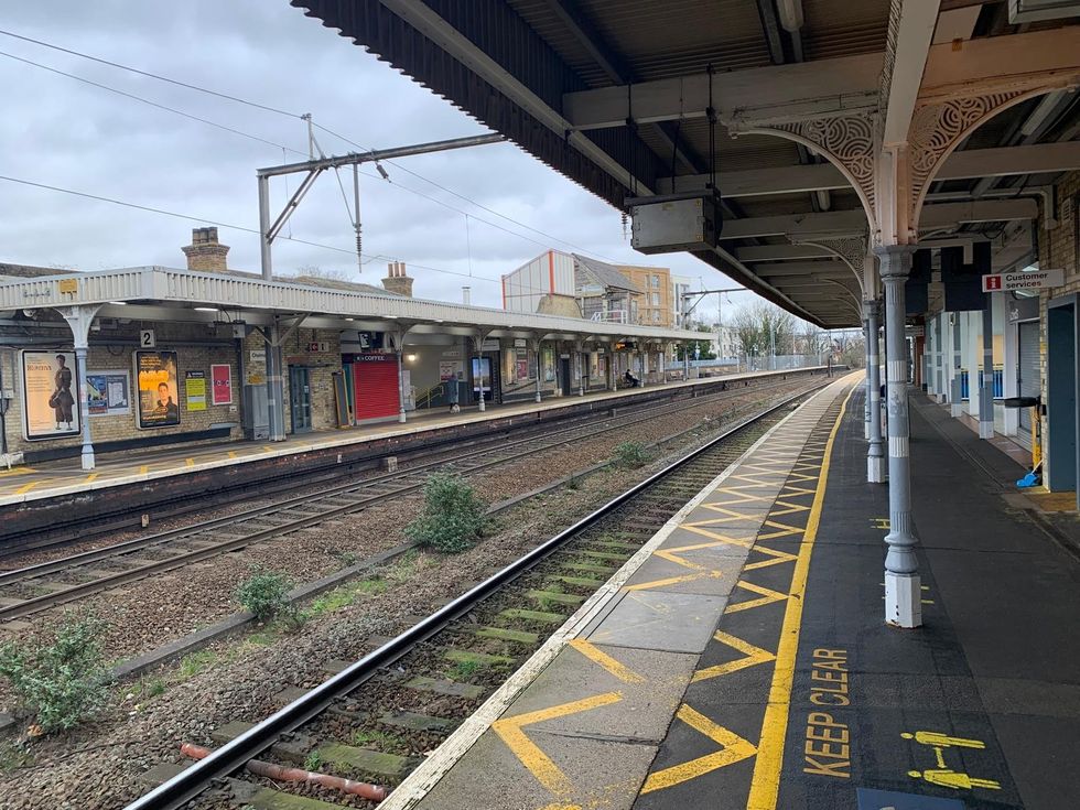 The platform at Chelmsford Train Station