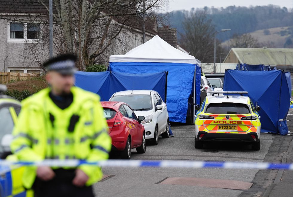 The scene in Maree Road in the Foxbar area of Paisley, Renfrewshire, following an incident where a 21-year-old man was found seriously injured and pronounced dead at the scene on Saturday