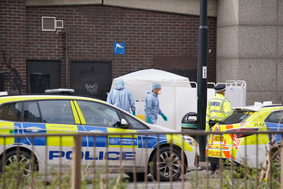 The scene outside Croydon's Whitgift Centre after Andam's murder