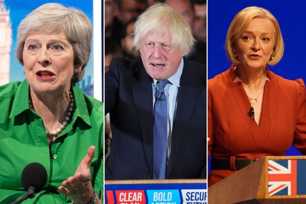 Theresa May, Boris Johnson and Liz Truss