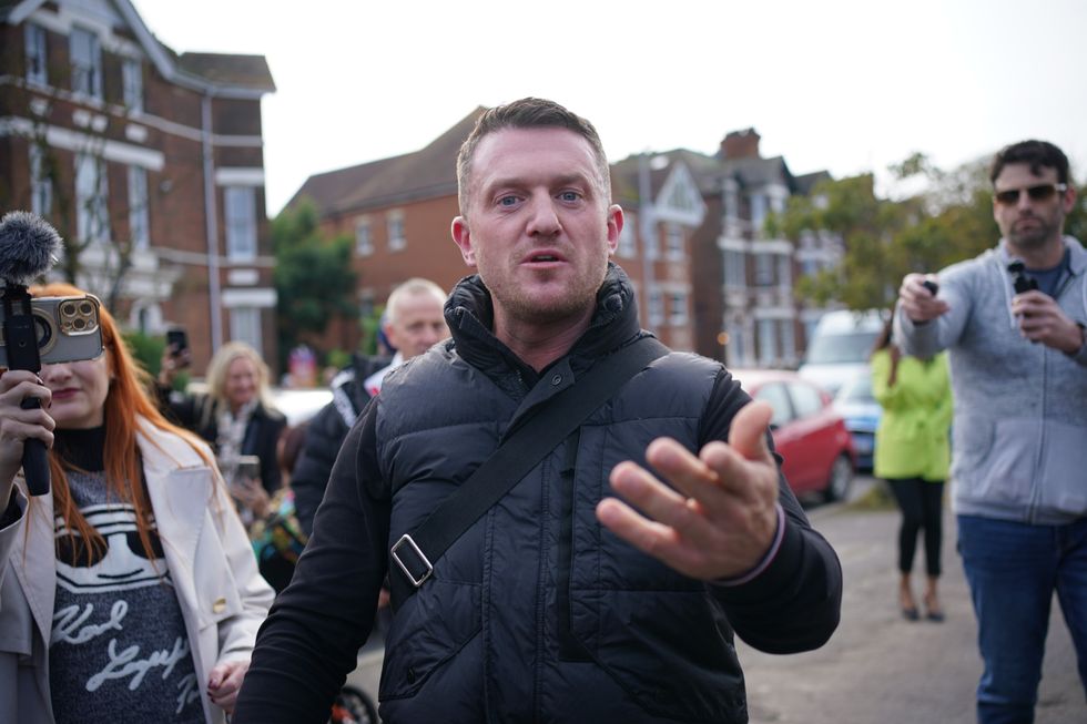 Tommy Robinson outside Folkestone Police Station,