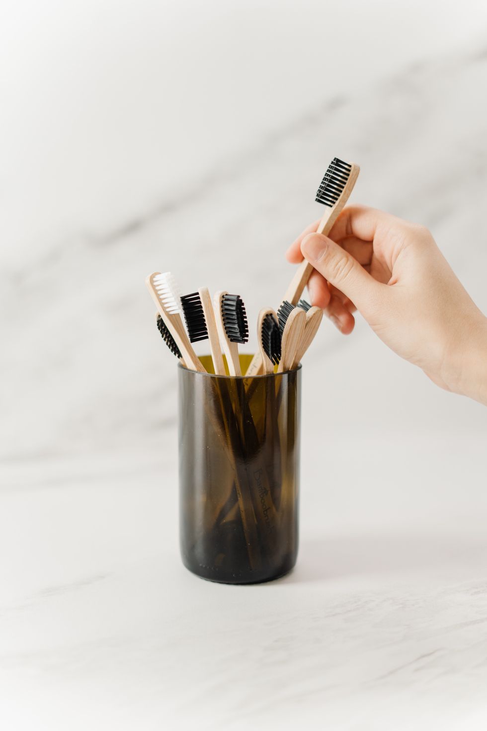 Toothbrushes in a pot