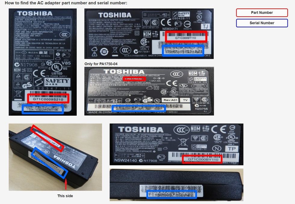 Toshiba AC Adapters for Laptops