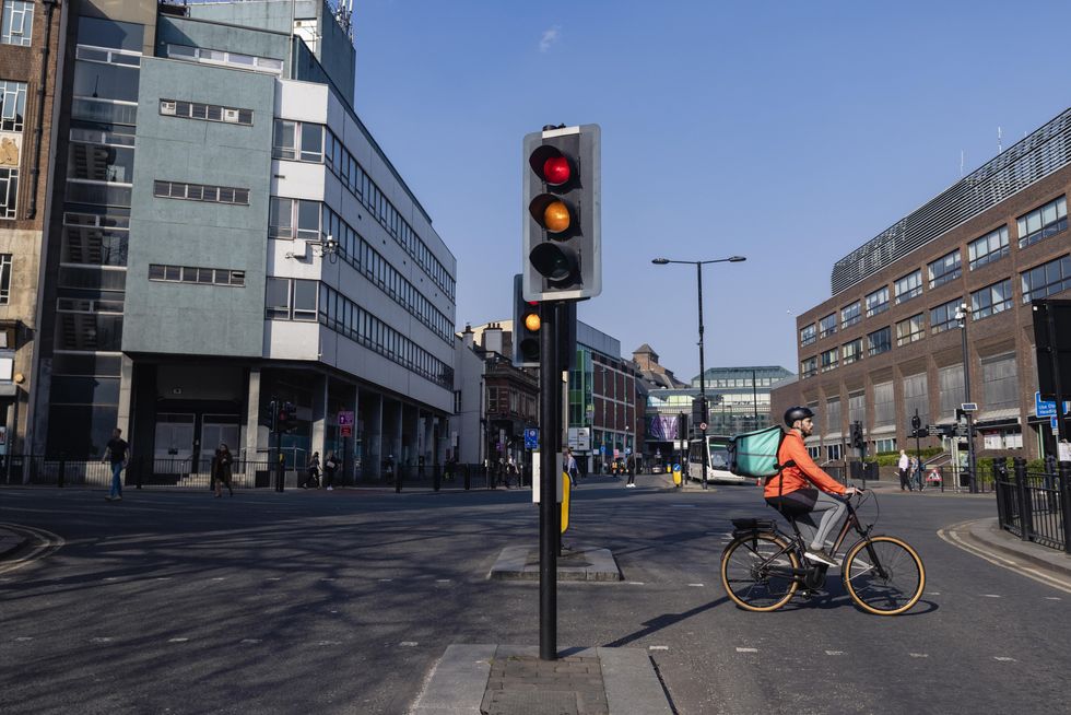 Traffic light at road