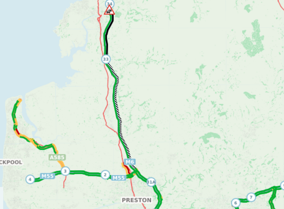 Traffic maps show how the M6 will remain closed \u200btoday