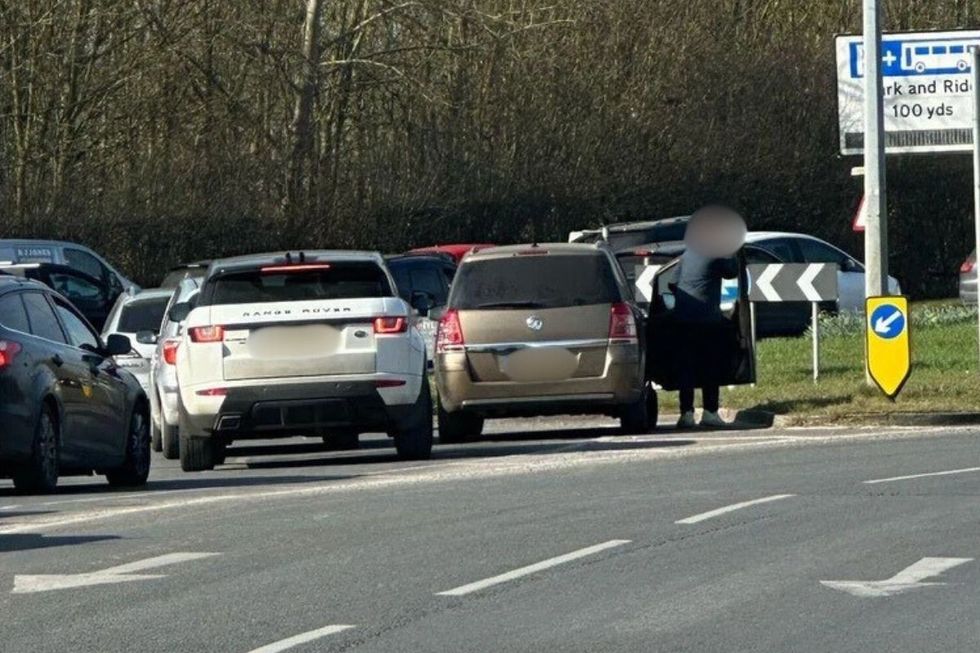 Traffic was so bad that one motorist left his vehicle