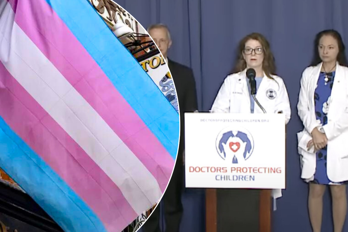 Trans flag/Doctors Protecting Children Declaration announcement