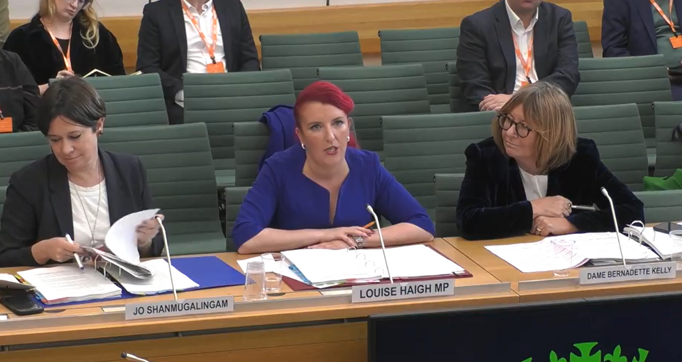 Transport Secretary Louise Haigh at the Commons Transport Select Committee