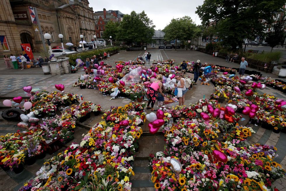 Tributes outside Southport Town Hall