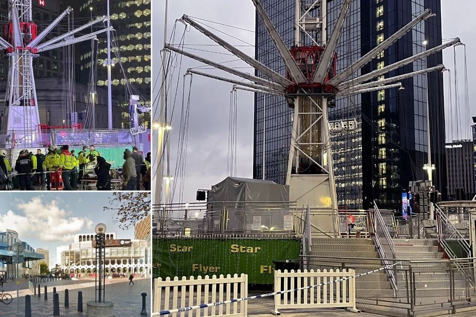 Two men arrested after Christmas Star Flyer ride 'failed and crashed' leaving 11 injured