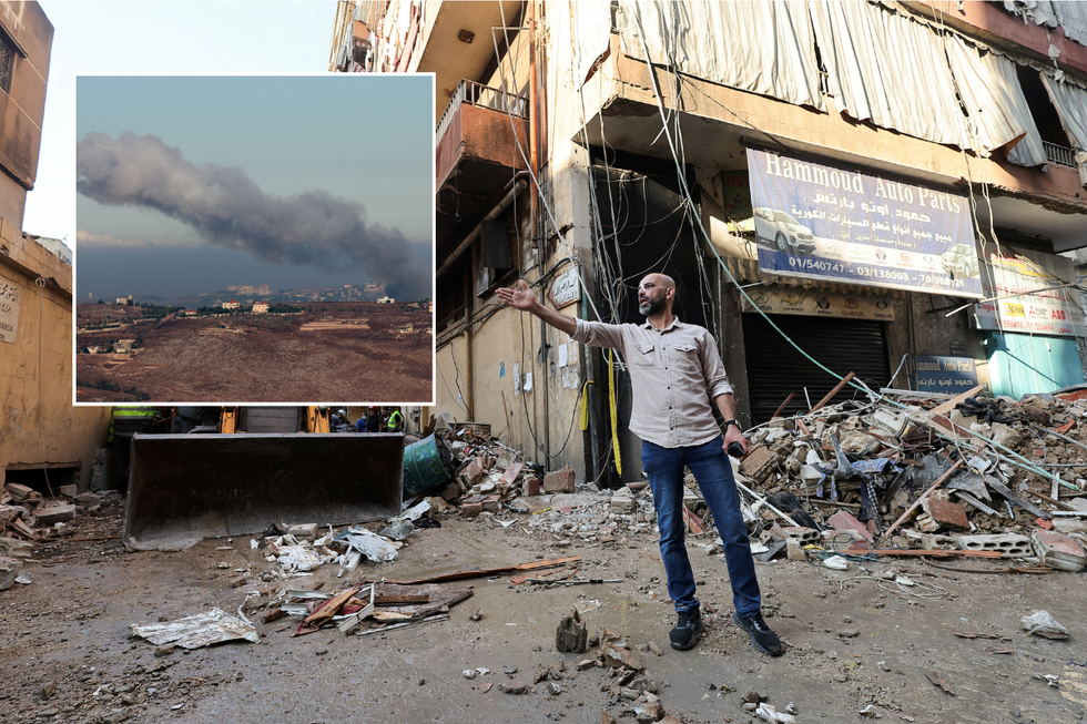 u200b man reacts at the site of an Israeli strike in Beirut's southern suburbs, Lebanon