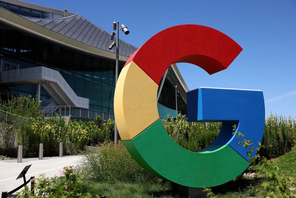 \u200b The Google logo is displayed in front of company headquarters during the Made By Google event