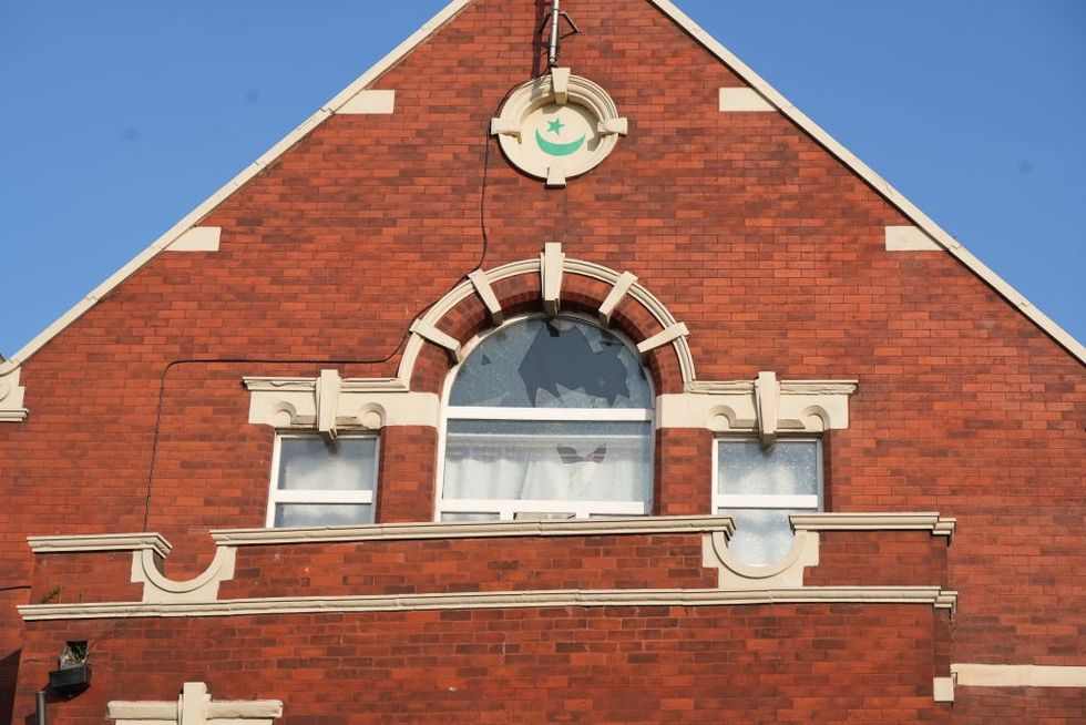 u200b The window of a Mosque is damaged in Southport