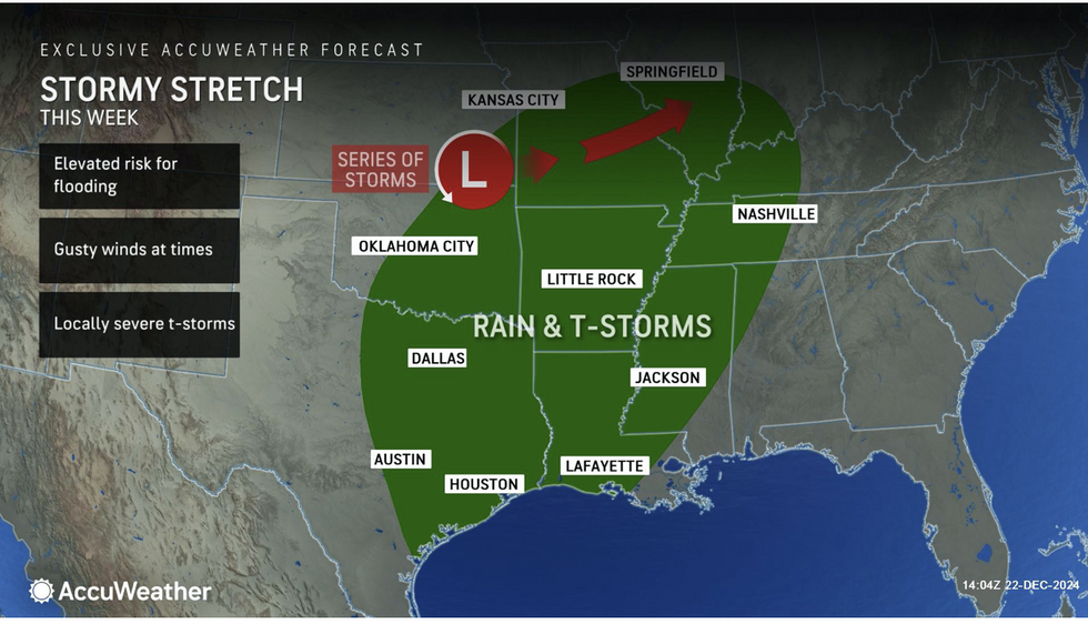 u200bu200bAccuWeather map shows a stormy stretch set to return to US