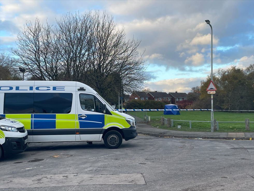 u200bA forensic blue tent by the police cordon in East Park, off Laburnum Road, Wolverhampton