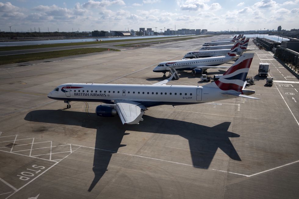 u200bA line of British Airways planes at London City Airport (file pic)