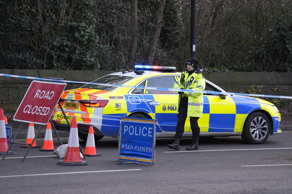 \u200bA police cordon at the scene near All Saints Catholic High School, on Granville Road in Sheffield, South Yorkshire