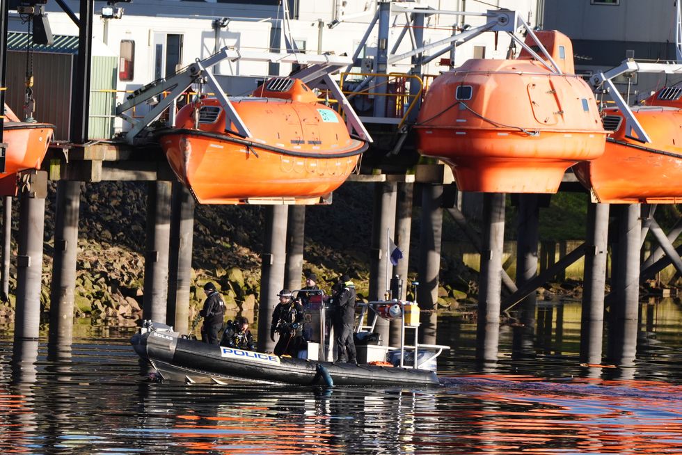 \u200bA Police dive boat on the River Dee at Aberdeen harbour