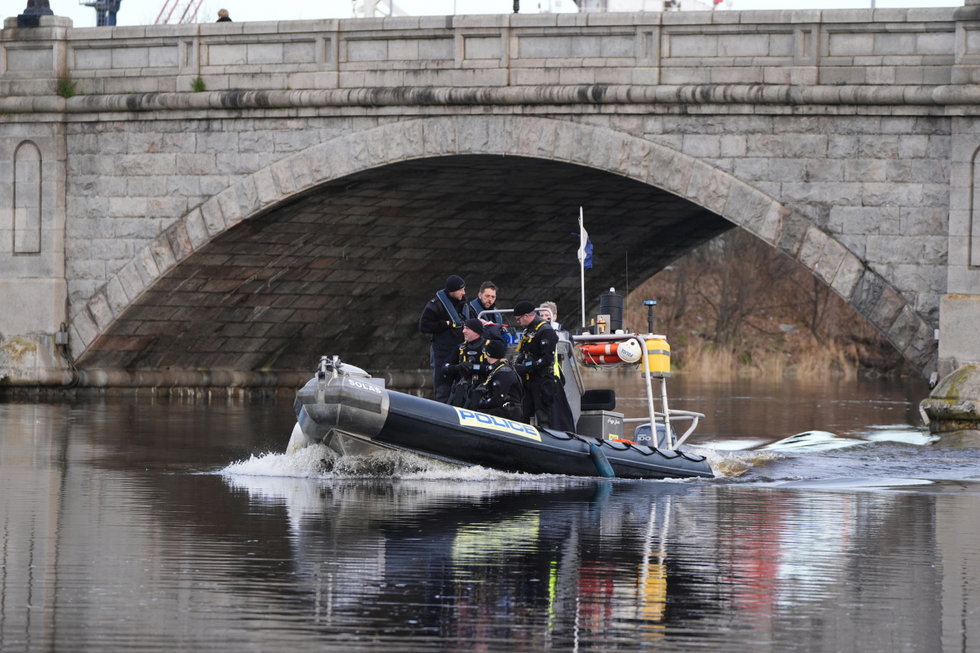 u200bA Police dive boat on the River Dee in Aberdeen during the ongoing search