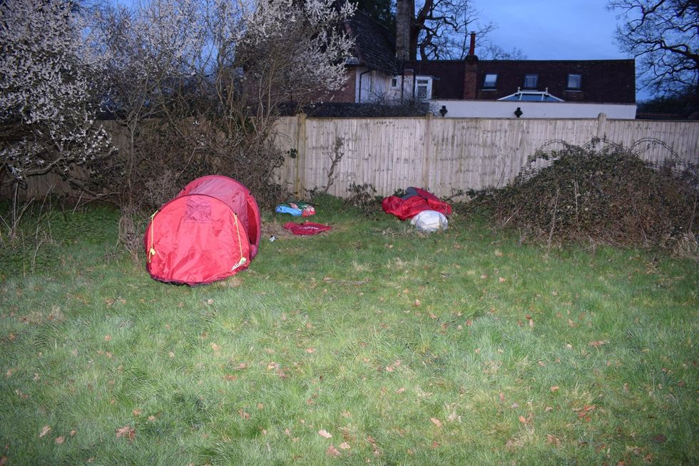 u200bA red tent in which the homeless person was said to be living