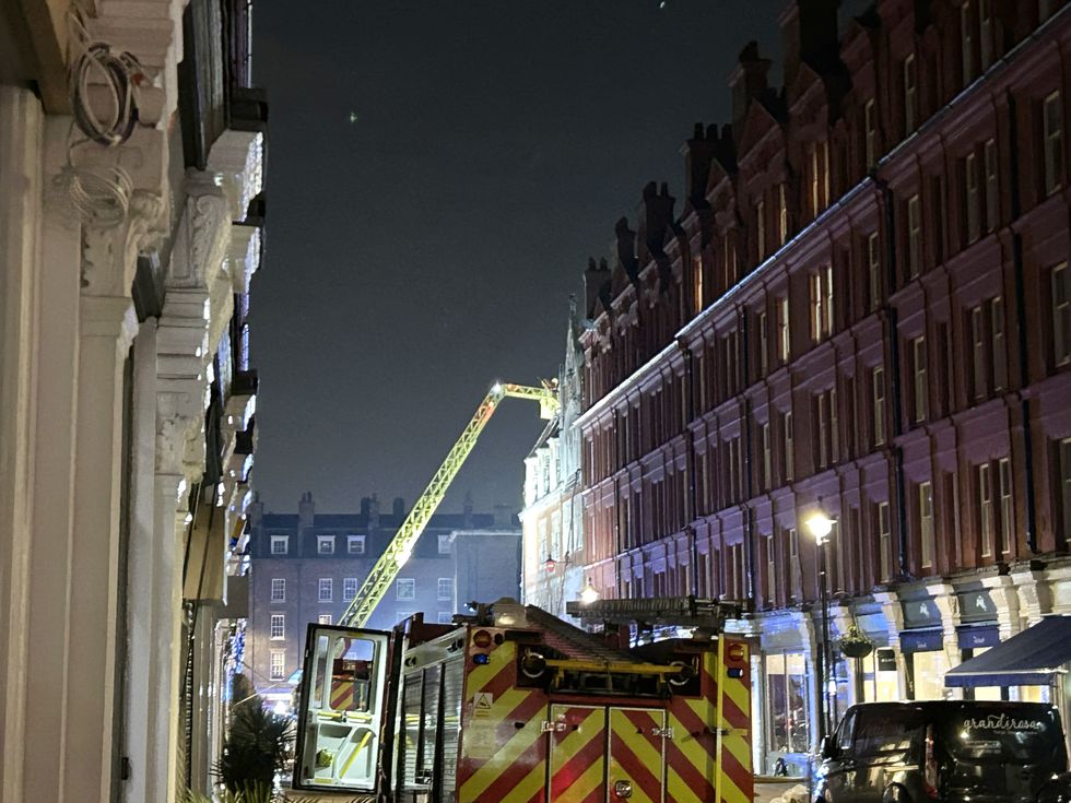 u200bA view of the London Fire Brigade (LFB) outside the Chiltern Firehouse luxury hotel in central London