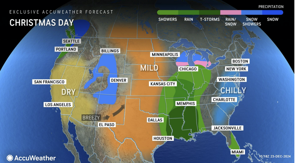 u200bAccuWeather Christmas Day forecast