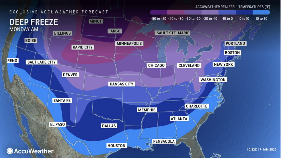 u200bAccuWeather map shows deep freeze over US