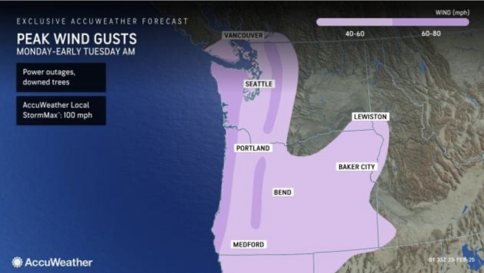 u200bAccuWeather map shows peak wind gusts