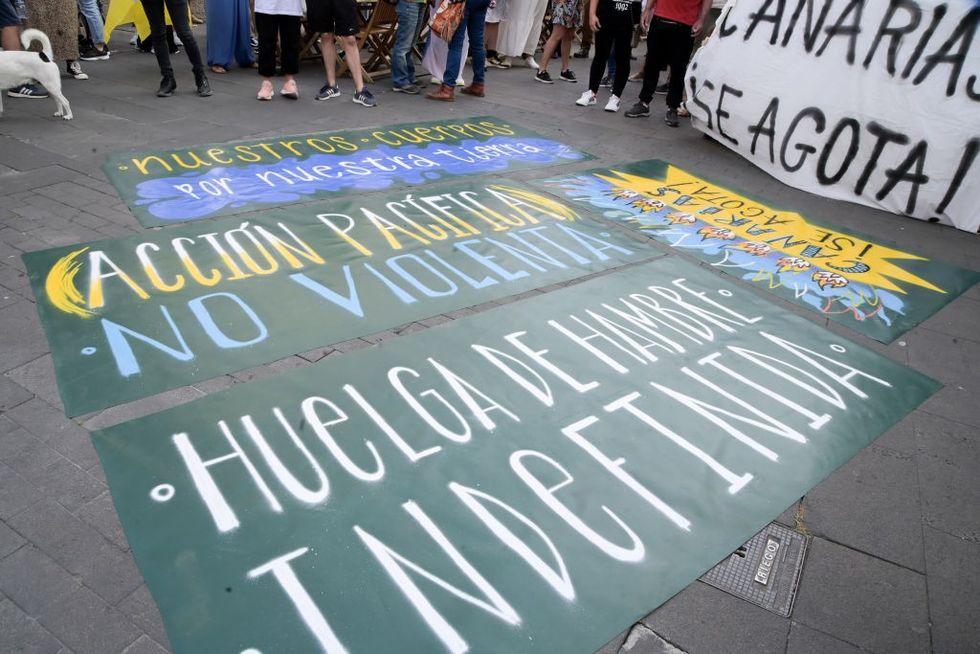 \u200bActivists start a hunger strike, next to the Church of La Concepcion in La Laguna