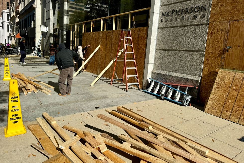 \u200bBusinesses have been boarded up in the US capital