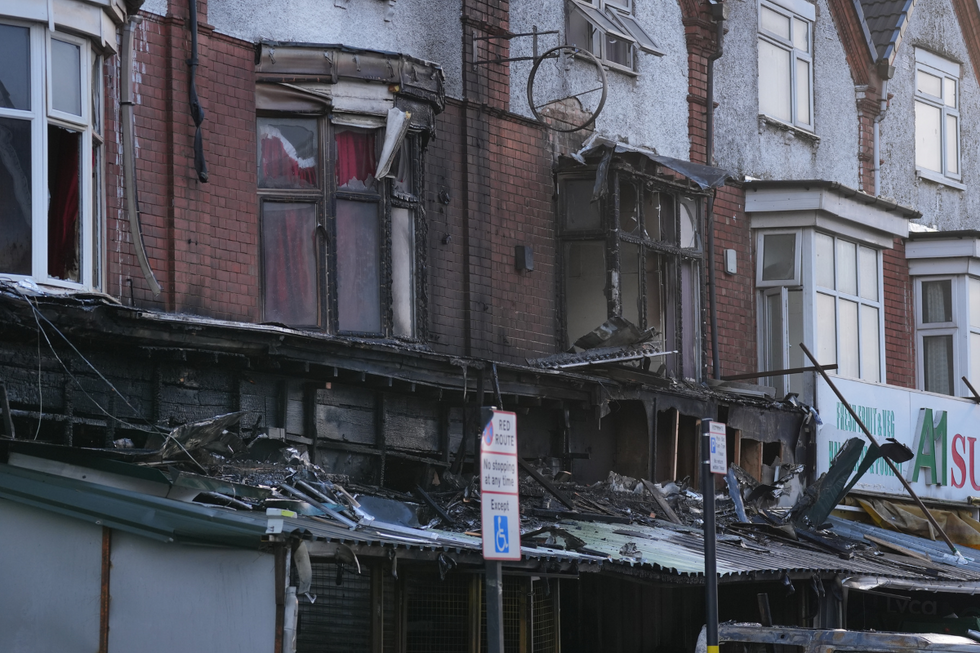 u200bDamage to property following a fire at a mixed commercial and residential premises on Stratford Road in Sparkhill, Birmingham