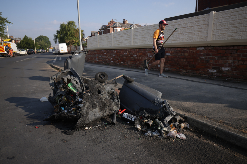 u200bDamaged dustbins in Southport, Merseyside