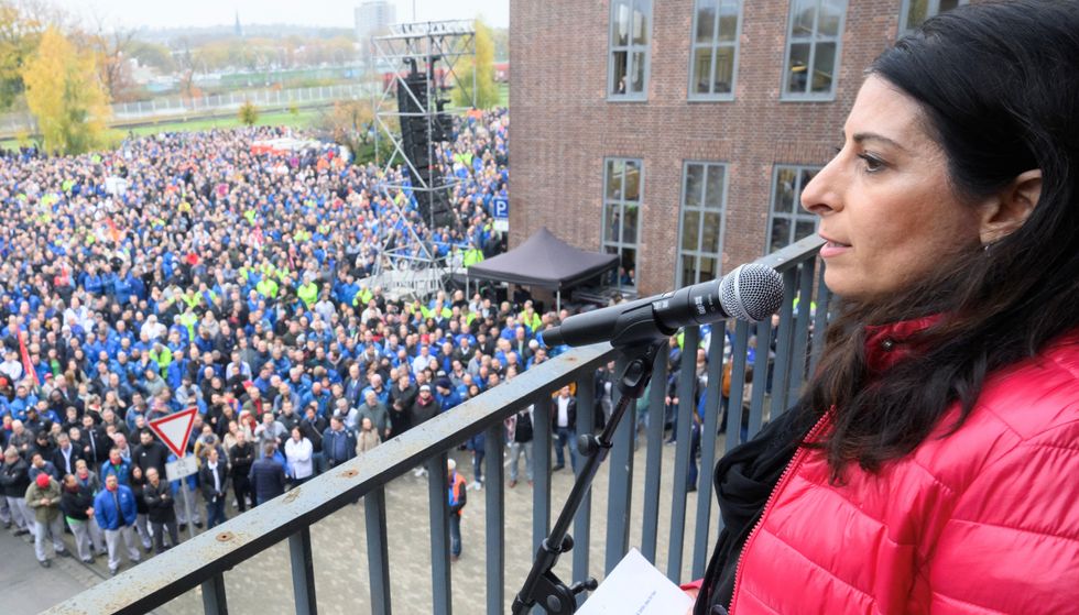 u200bDaniela Cavallo, Chairwoman of the General and Group Works Council of Europeu2019s largest carmaker Volkswagen AG speaks to employees