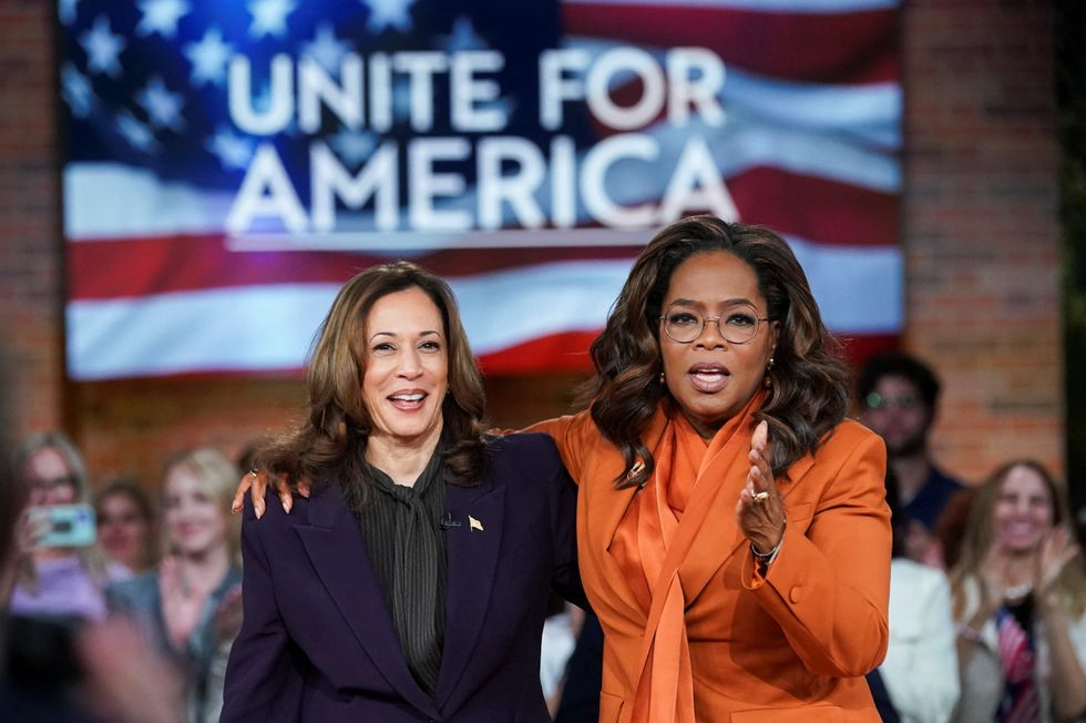 \u200bDemocratic presidential nominee and U.S. Vice President Kamala Harris and Oprah Winfrey