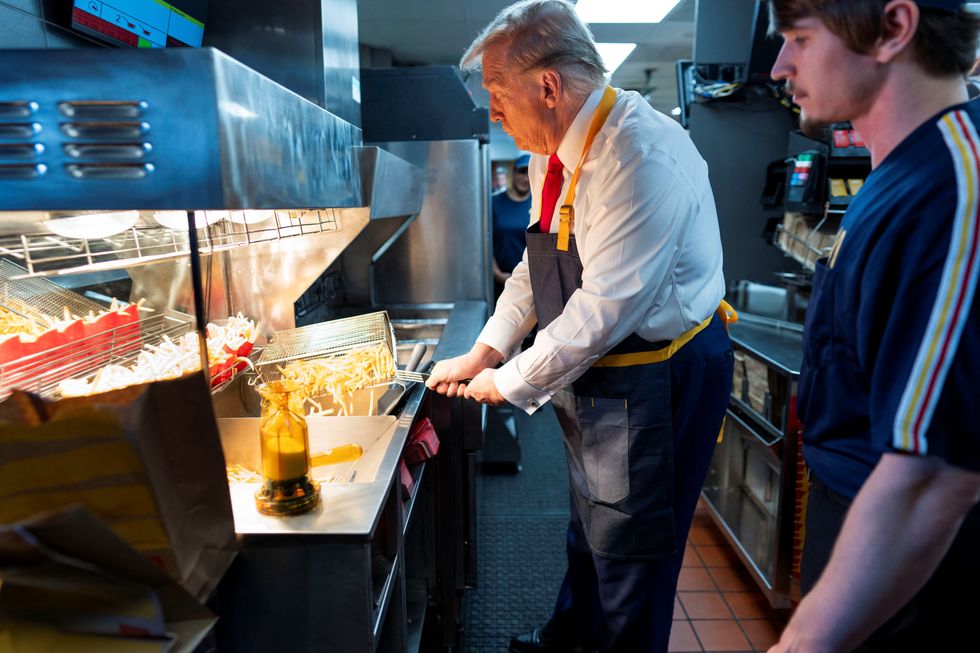 u200bDonald Trump works the frier at McDonald's