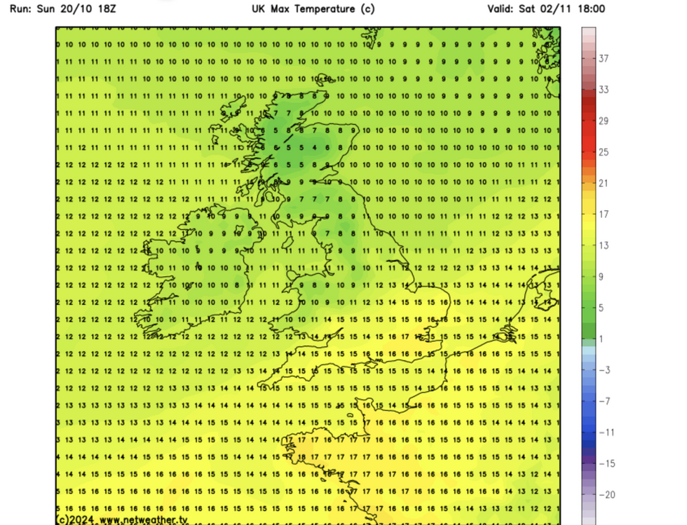 u200bEarly October temperatures in the high teens