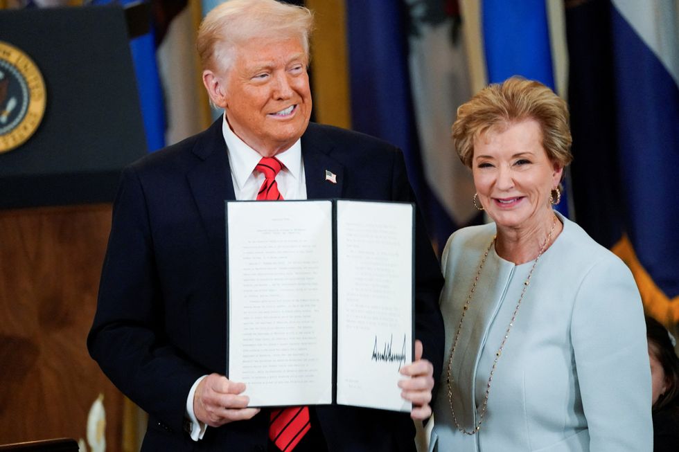 \u200bEducation Secretary Linda McMahon with Donald Trump