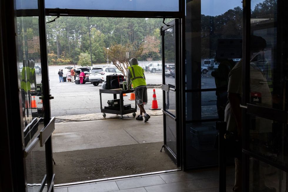 u200bElection workers distribute election supplies to precinct supervisors at the DeKalb County Voter Registration