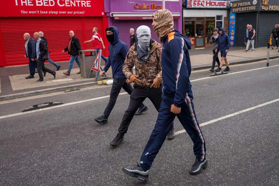 u200bFar-right activists hold a demonstration in Middlesbrough