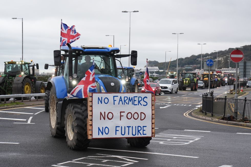 u200bFarmers take part in a go-slow protest in Dover, Kent