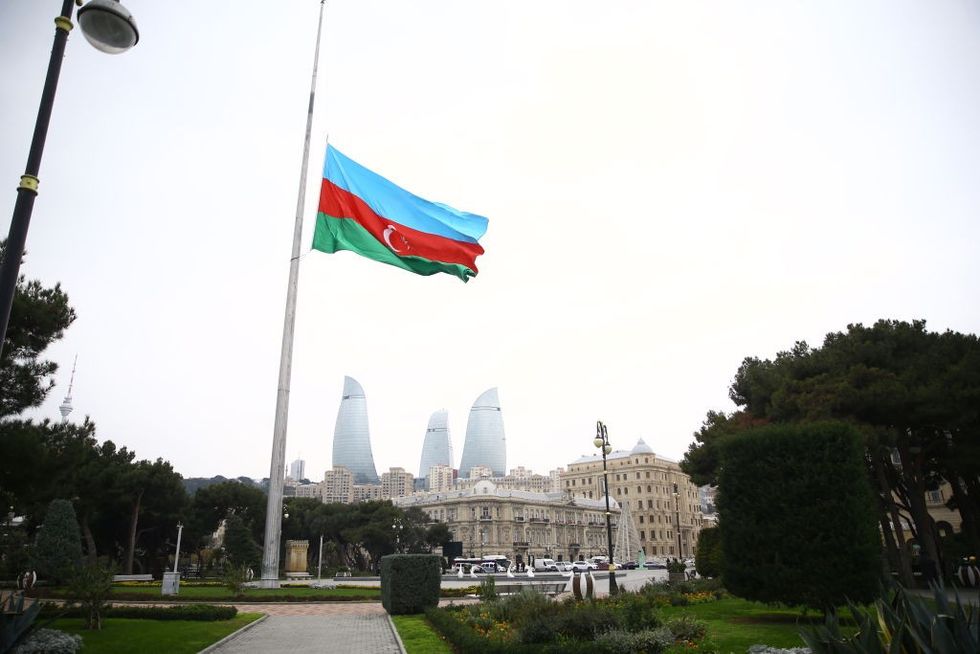 u200bFlags on public buildings and in squares across Azerbaijan are lowered to half-mast