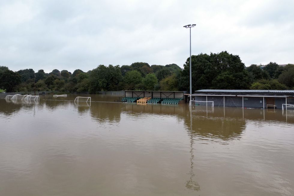 u200bFloodwater submerges Spencer Football Club in Northampton