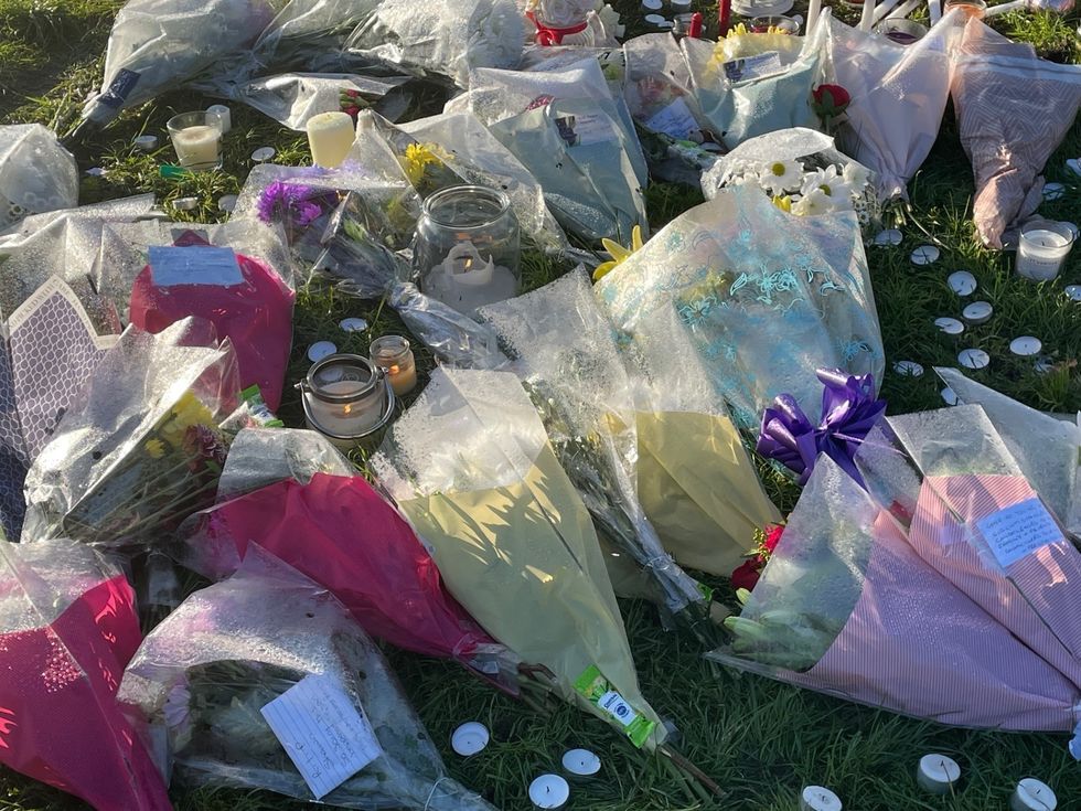 u200bFloral tributes left at the scene in at Stowlawn playing fields in Wolverhampton