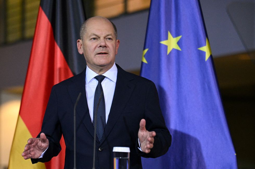 \u200bGerman Chancellor Olaf Scholz attends a media briefing at the Chancellery after sacking Finance Minister Christian Lindner