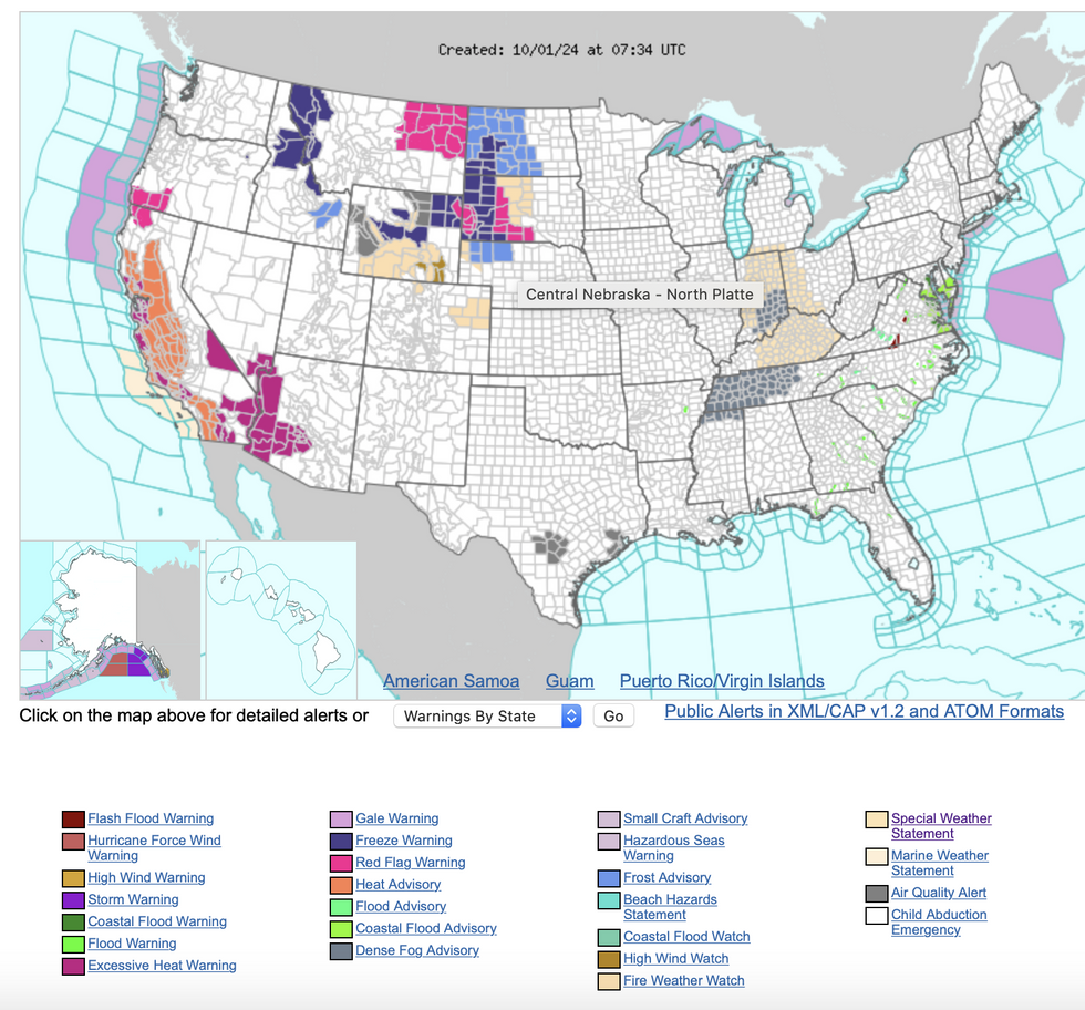 u200bHeat and wildfire alerts - October 2024