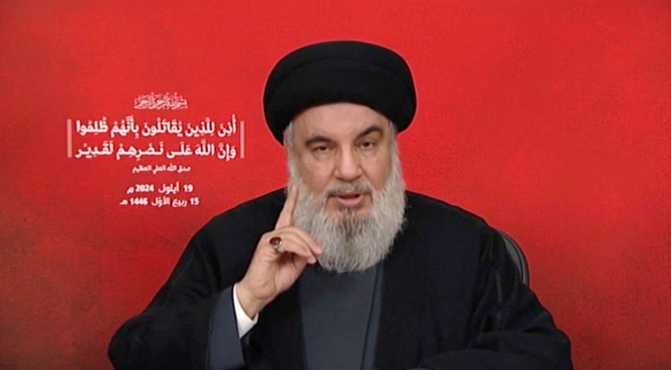 u200bHezbollah leader Sayyed Hassan Nasrallah gives a televised address