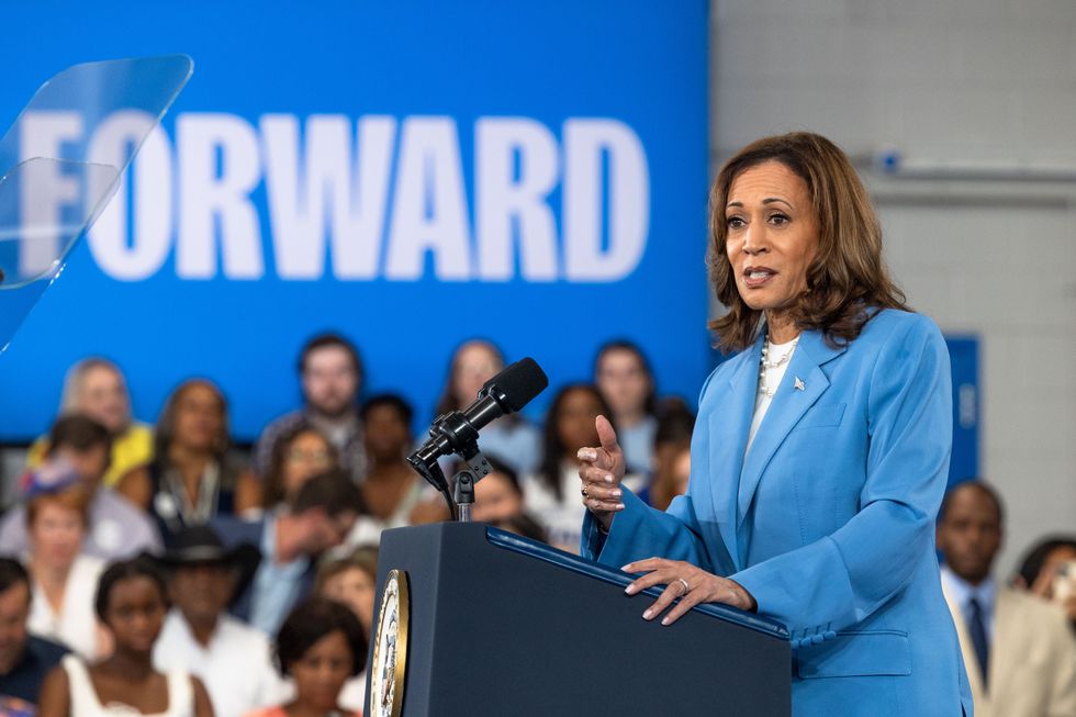 u200bKamala Harris speaking at the rally