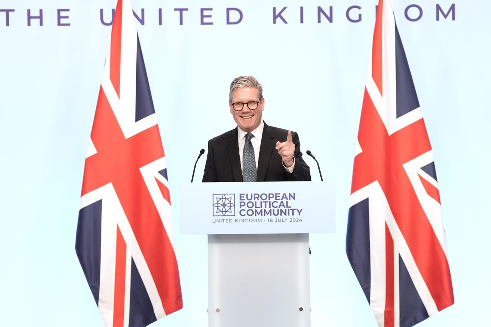 u200bKeir Starmer speaking at a press conference during the European Political Community summit at Blenheim Palace in Woodstock