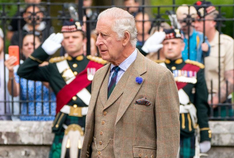 \u200bKing Charles III inspects Balaklava Company, 5th Battalion, The Royal Regiment of Scotland, at the gates of Balmoral