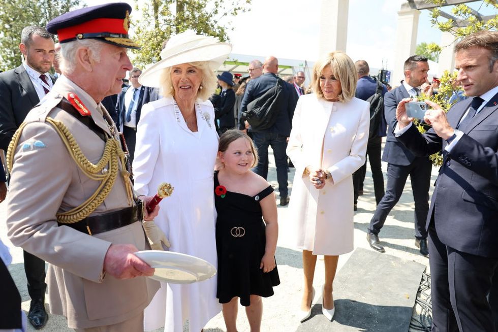 \u200bKing Charles with Queen Camilla and French President Emmanuel Macron